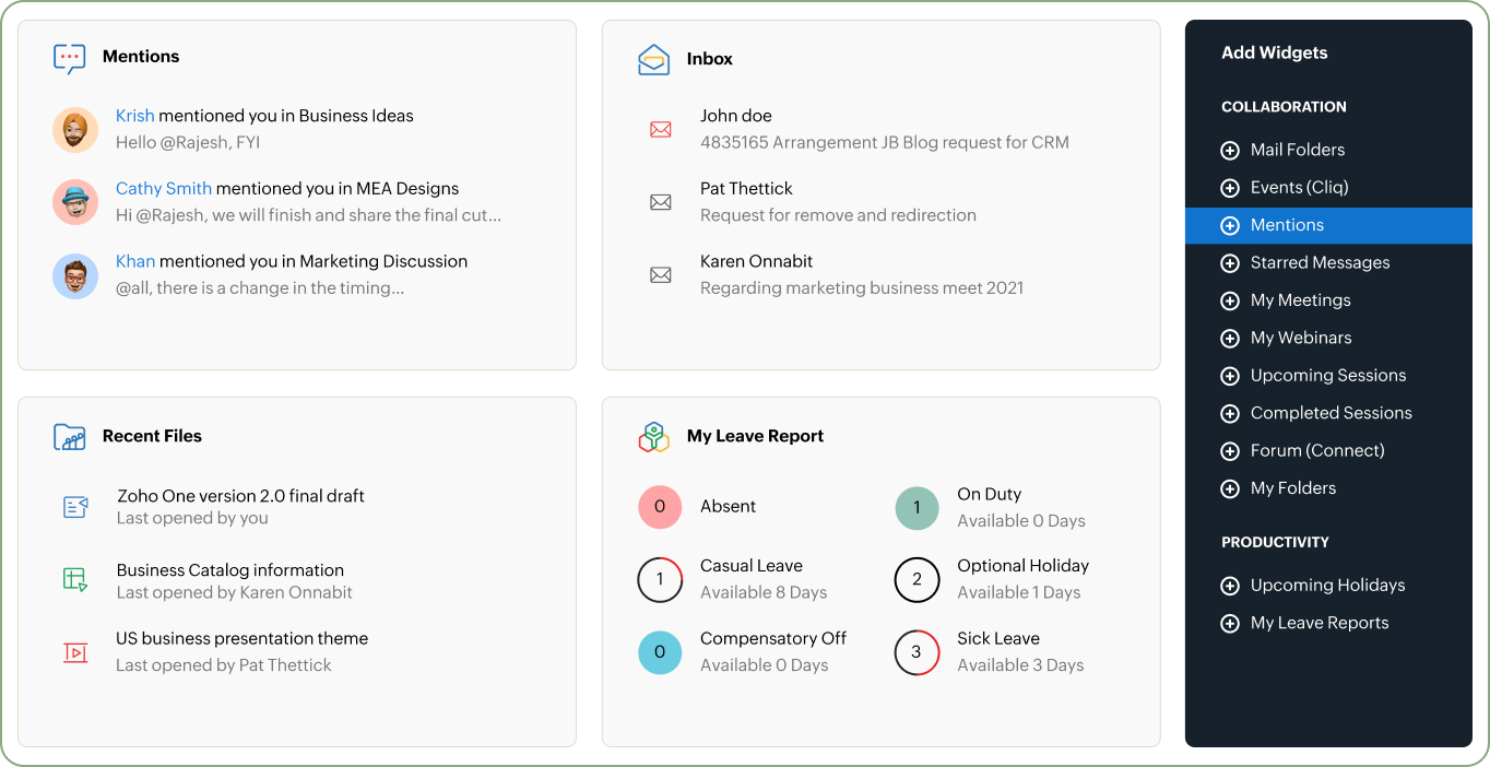 Zoho One Productivity